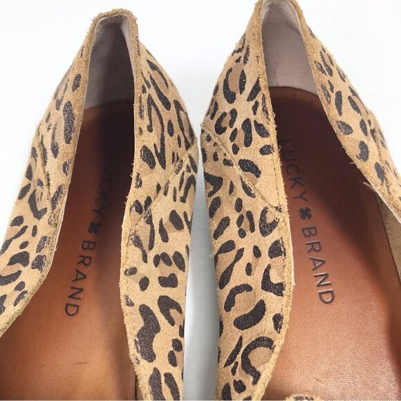 Lucky Brand BROGAN 2 Brown Cheetah Javan Print Cow Suede Slip On Loafer Flats - Picture 8 of 14